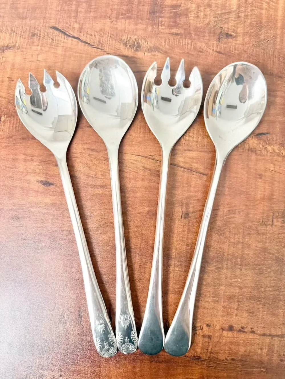 Vintage Italian Silver Plate Salad Server Set x2